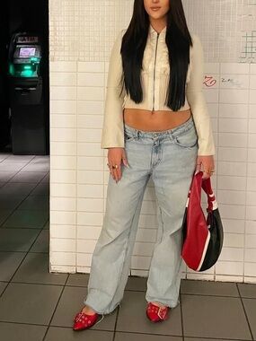 Urban Behavior Vintage Cute Cropped Fur Leather Jacket